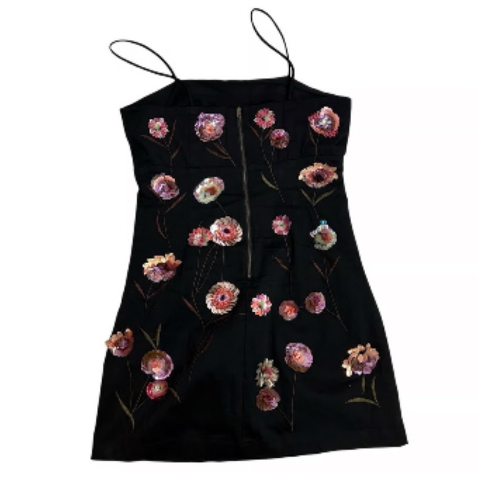 Anthro Dress Size 12 Black Pink Sequins The Brynne 3D Spaghetti-Strap Maeve NEW - Picture 2 of 7